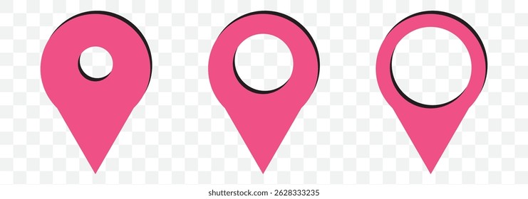 Location or map pin icon symbol. vector illustration in Pink color on Transparent Background. EPS 10.