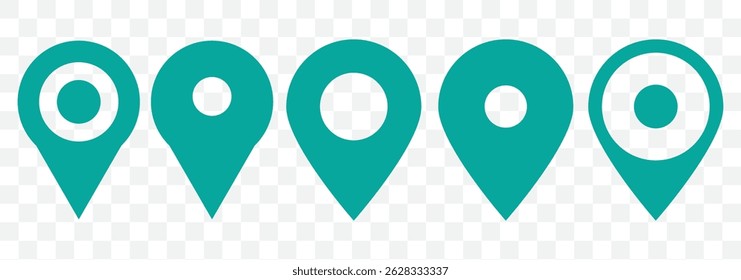 Location or map pin icon symbol. vector illustration in See green color on Transparent Background. EPS 10.