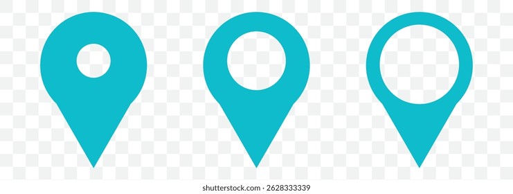 Location or map pin icon symbol. vector illustration in See green color on Transparent Background. EPS 10.