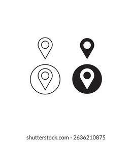 Locación o símbolo de pin de mapa. Ilustración vectorial