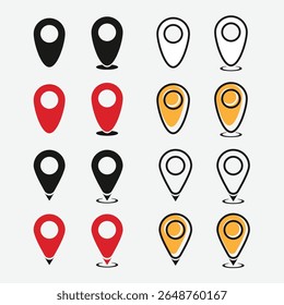 Symbolsatz für Position oder Kartenpin. Positionszeiger. Kartenpinsammlung