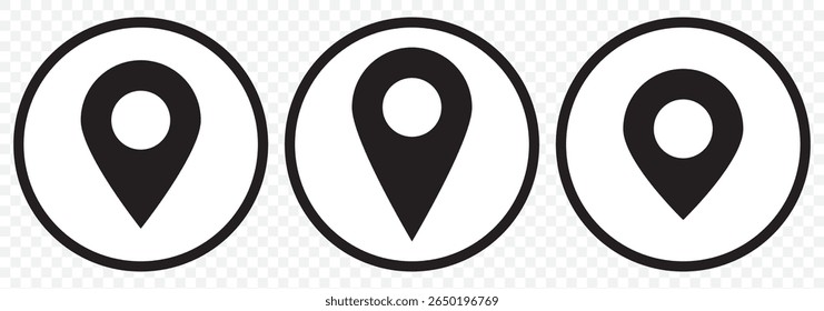 Location or map pin icon symbol set. Location pointer. Map pin Vector illustration. Set Of Editable Address place icon symbol. Location icon collection. Vector Illustration on Transparent Background.