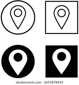 Localização ou símbolo de ícone de pino do mapa. ilustração vetorial eps10