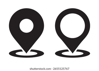 Location or map pin icon symbol set. Location pointer. Map pin. Location pointer icon. GPS location for application website user interface design. Vector illustration. 