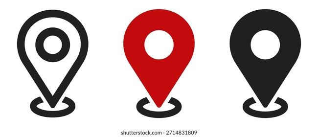 Localização ou símbolo de ícone de pino do mapa. ilustração de vetor