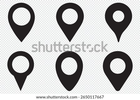 Location or map pin icon symbol set. Location pointer. Map pin icon Vector. Location pointer sign vector illustration.