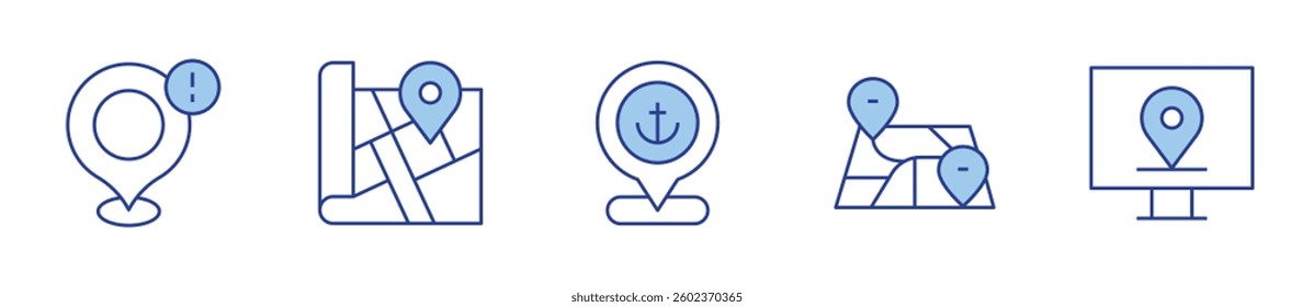 location, map location, location pin, map. Location Icon vector illustration. Line Duotone style. Editable stroke.