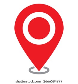 Vector de icono de pin de mapa de Locación. Moderno marcador de mapa rojo único. Vector del perno de Locación. Marcador rojo del alfiler. Icono de Vector de puntero de marcador de mapa. Símbolo de ubicación GPS. Puntero rojo de un solo mapa sobre fondo blanco.