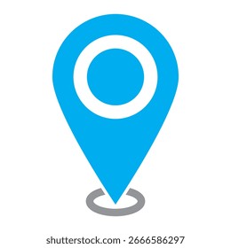 Vetor de ícone de pino do mapa de localização. Marcador de mapa azul simples moderno. Vetor de pin de localização. Marcador de pino azul. Ícone de vetor do ponteiro do marcador do mapa. Símbolo de localização GPS. Ponteiro de mapa único azul sobre fundo branco.