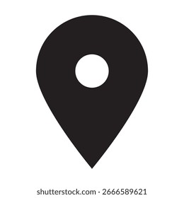 Pin-Icon-Vektorsatz für die Standortzuordnung. Moderne schwarze Kartenmarkierung. Pin-Positionsvektor. Pinmarkersatz. Vektorsymbol des Kartenmarkierungszeigers. GPS-Ortungssymbol auf weißem Hintergrund. Schwarzes Kartensymbol.