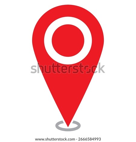 Location map pin icon vector. Modern Single red map marker. Location pin vector. Red pin marker. Map marker pointer vector icon. GPS location symbol. Red single map pointer on white background.
