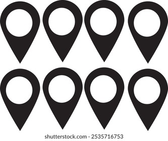 Iconos de pin de mapa de Locación Ilustración vectorial aislada