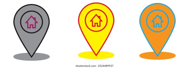 Pin-Symbole für die Positionszuordnung festgelegt. Moderne Kartenmarkersammlung. Eindeutig. Pin-Symbol für Position. Platzierungsmarkierung für Kartenstift. Symbol für Kartenmarkierungszeiger. GPS-Standortsymbol. Flacher Vektor. Bestimmungsort