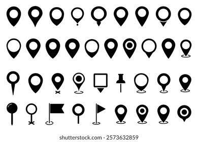 Location map pin icons set. Modern map marker collection. Pinpoint. Location pin icon. Map pin place marker. Map marker pointer icon. GPS location symbol. Flat style vector. destination