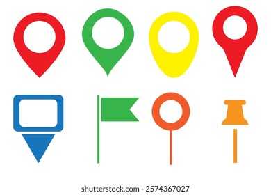 Location map pin icons set. Modern map marker collection. Pinpoint. Location pin icon. Map pin place marker. Map marker pointer icon. GPS location symbol. Flat style vector. destination