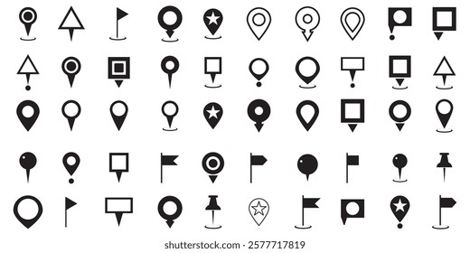 Location map pin icons set. Modern map marker collection. Pinpoint. Location pin icon. Map pin place marker. Map marker pointer icon. GPS location symbol. 1176