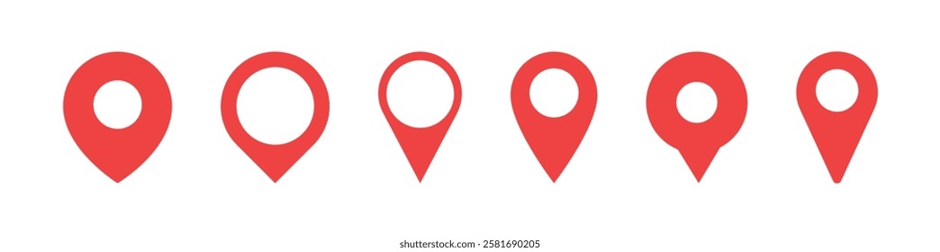 Location map pin icons set. Modern map marker collection. Pinpoint. Location pin icon. Map pin place marker. Map marker pointer icon. GPS location symbol. transparent background