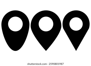 Location map pin icons set. Pinpoint. Location pin icon. Map pin place marker. Navigation marker. Location pointer set. Map marker icon vector illustration