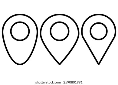 Location map pin icons set. Pinpoint. Location pin icon. Map pin place marker. Navigation marker. Location pointer set. Map marker icon vector illustration