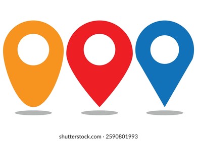Location map pin icons set. Pinpoint. Location pin icon. Map pin place marker. Navigation marker. Location pointer set. Map marker icon vector illustration