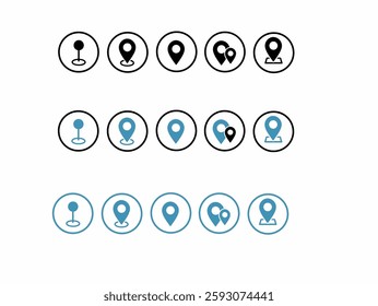 Location map pin icons set. Pinpoint. Location pin icon. GPS location symbol.Modern map marker collection. Flat style vector. destination