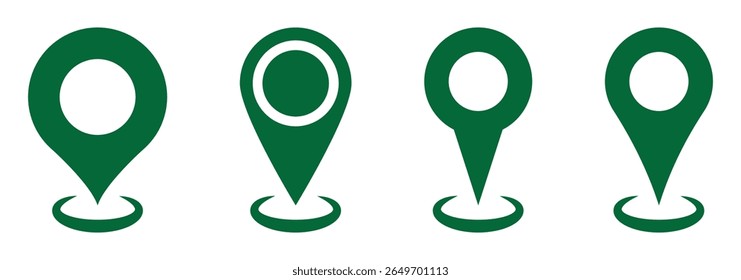 Conjunto de ícones de pin do mapa de localização. Coleção de marcadores de mapa moderna. Ponto de extremidade. Ícone de pin de local. Marcador de lugar do pino do mapa. Ícone do ponteiro do marcador do mapa. Símbolo de localização GPS. Vetor de estilo plano. destination
