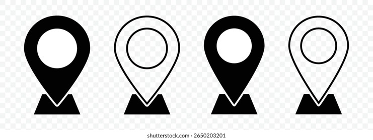 Location map pin icons set. Location Pin Vector, GPS, Map Position Marker.  Address place icon symbol. Map marker pointer icon. Vector Illustration.