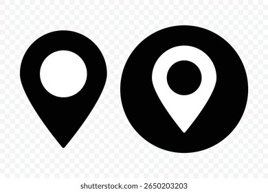Location map pin icons set. Location Pin Vector, GPS, Map Position Marker.  Address place icon symbol. Map marker pointer icon. Vector Illustration.