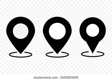 Location map pin icons set. Location Pin Vector, GPS, Map Position Marker.  Address place icon symbol. Map marker pointer icon. Vector Illustration.