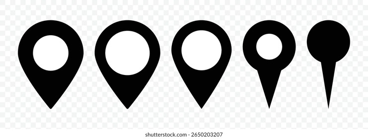 Location map pin icons set. Location Pin Vector, GPS, Map Position Marker.  Address place icon symbol. Map marker pointer icon. Vector Illustration.