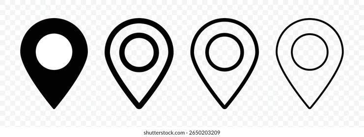 Location map pin icons set. Location Pin Vector, GPS, Map Position Marker.  Address place icon symbol. Map marker pointer icon. Vector Illustration.