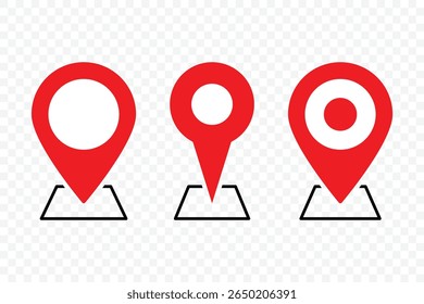 Location map pin icons set. GPS, Destination Symbol. map navigation pointer pin. Map marker pointer icon. Address position marker. Vector Illustration.