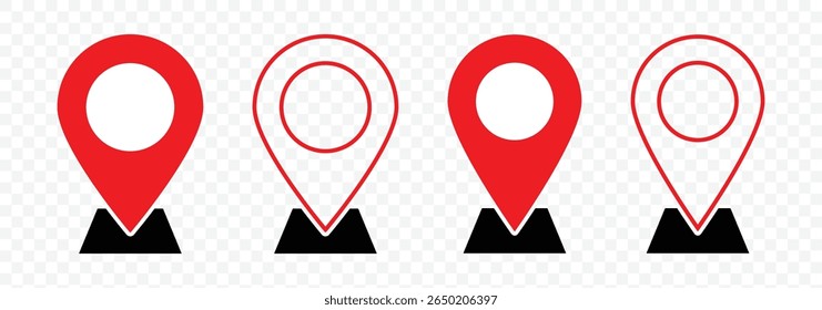 Location map pin icons set. GPS, Destination Symbol. map navigation pointer pin. Map marker pointer icon. Address position marker. Vector Illustration.