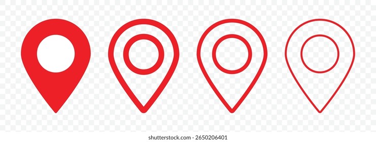 Location map pin icons set. GPS, Destination Symbol. map navigation pointer pin. Map marker pointer icon. Address position marker. Vector Illustration.