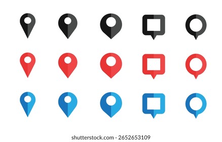 Location map pin icons set. Modern map marker collection. Pinpoint. Location pin icon. Map pin place marker. Map marker pointer icon. GPS location symbol. transparent background	
