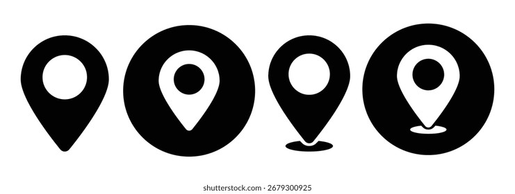 Conjunto de iconos de pin de mapa de Locación. Moderna colección de marcador de mapa. Puntual. Icono de pin de Locación. Marcador de lugar de pin de mapa. Icono de puntero de marcador de mapa. Símbolo de ubicación GPS. Vector de estilo plano