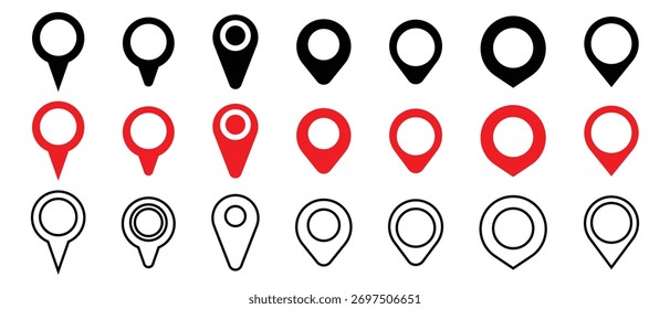 Conjunto de ícones de pin do mapa de localização. coleção de Location pin icon. vetor.