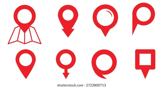 Location map pin icons set. Modern map marker collection. Navigation pin icon.