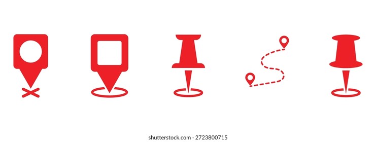 Location map pin icons set. Modern map marker collection. Navigation pin icon.