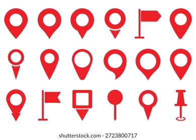 Location map pin icons set. Modern map marker collection. Navigation pin icon.