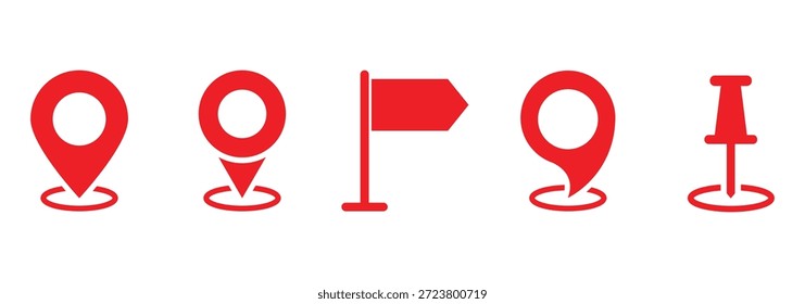 Location map pin icons set. Modern map marker collection. Navigation pin icon.