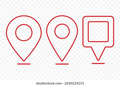 Locación o icono de línea de pin de mapa. Ilustración de marcador de mapa. Símbolo de destino. Logotipo del puntero. Icono de línea de pin de GPS de Dirección. Ilustración vectorial.