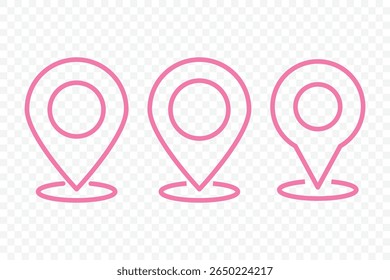 Symbol für Position oder Kartenpinzeile. Abbildung der Kartenmarkierung. Zielsymbol. Pointer-Logo. Adresse GPS-Pin-Line-Symbol. Vektorgrafik.