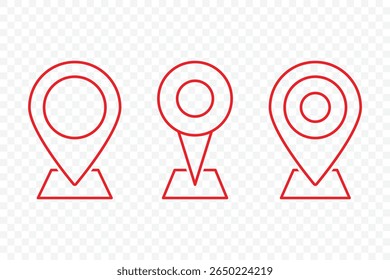 Local ou ícone da linha de pin do mapa. Ilustração do marcador do mapa. Símbolo de Destino. Logotipo do ponteiro. Ícone da linha de pin do GPS de endereço. Ilustração de vetor.