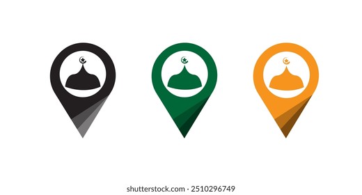 Location and Map Pin masque Icon Set Vector Design on White Background.