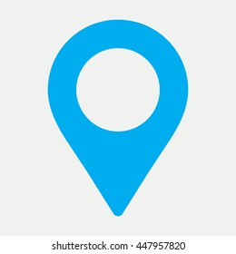 location map pin sign blue icon on white background
