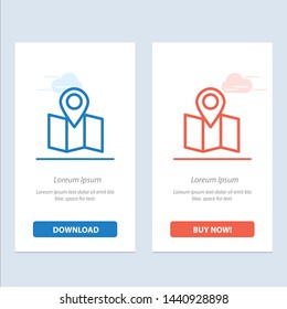 Location, Map, Pointer  Blue and Red Download and Buy Now web Widget Card Template