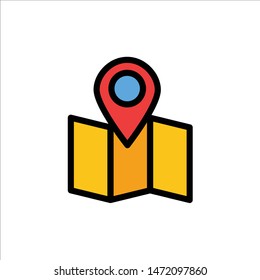 Location, Map, Pointer  Flat Color Icon. Vector icon banner Template