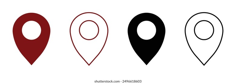 location map pointer icon, pin marker sign, map pointers in flat style, location pin icon, Navigation vector