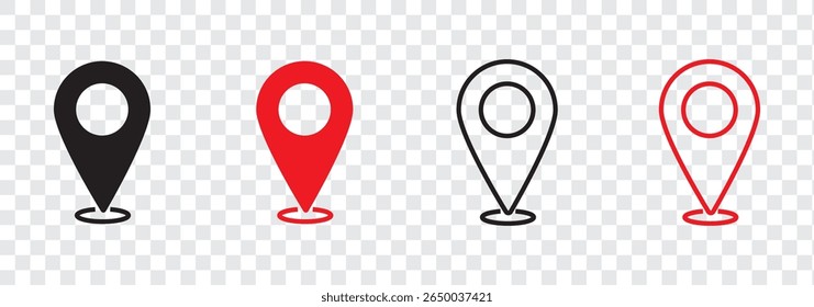 location map pointer icon, place pin marker sign - red gps map pointers in flat style, destination symbols. location pin line icon, Navigation sign